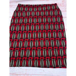 Lularoe Pencil Skirt ~ XL ~ Pull On Style  ~ Black, Red, Graphic Pattern